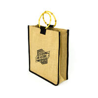 High Quality Custom Bamboo Handle Personalised Jute Bags For Shopping-UIP021