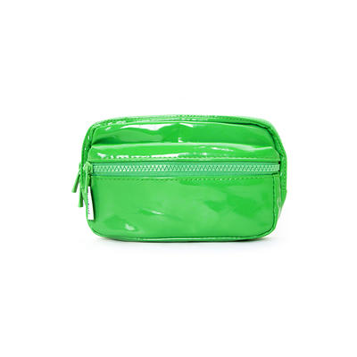 Custom Order Green Pu Leather Cosmetic Bags Wholesale With Outside Pocket-UIP011