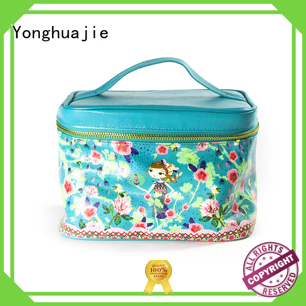 Quality Yonghuajie Brand zipper leather makeup bag
