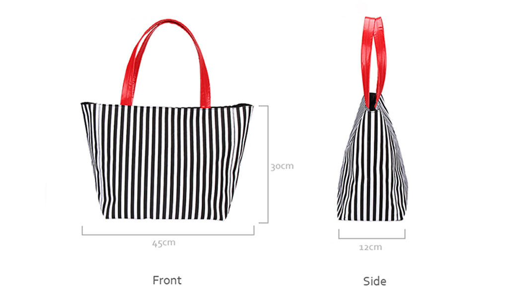 Striped Canvas Tote Bag-1