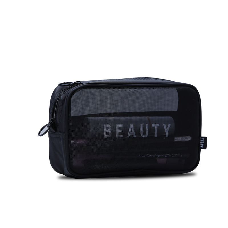 Custom Nylon Small Mesh Bags Zipper Toiletry Cosmetic Bag With Logo