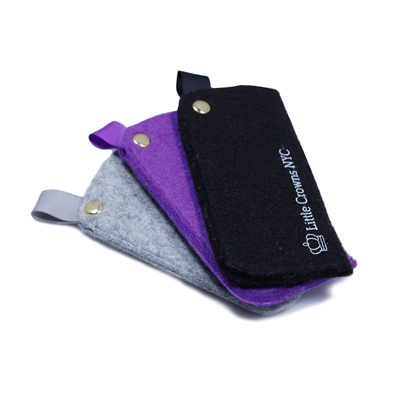 Small Felt Purse For Power Bank Packaging With Small Handle And Button Close