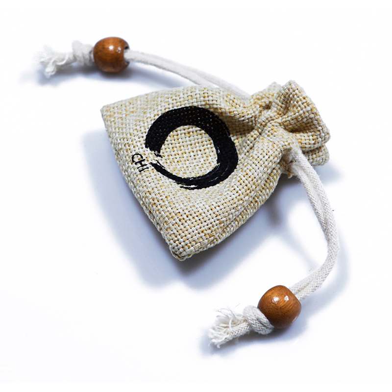 Custom printed logo Small Jute Sack Jewelry Drawstring Bag with beads