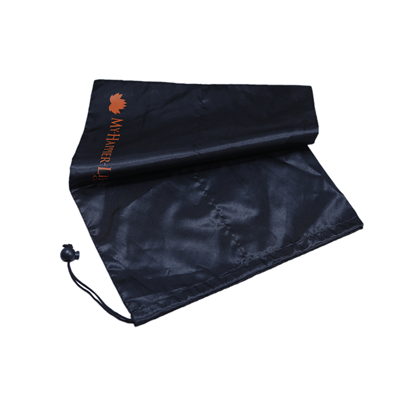 Black Nylon Drawstring Bag With Drawstring