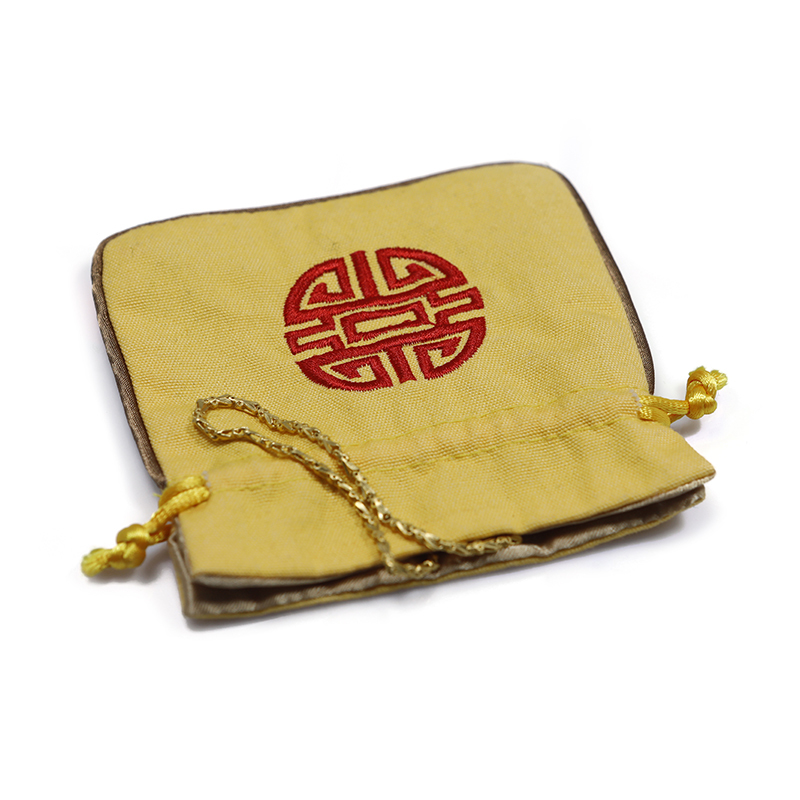 Double Layers Cotton Wholesale Canvas Bags Jewelry Drawstring Bag With Embroidery