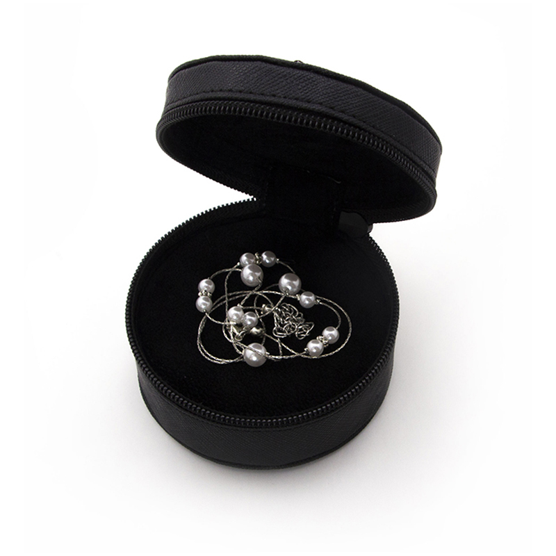Portable Small Round Pu Leather Watch Box