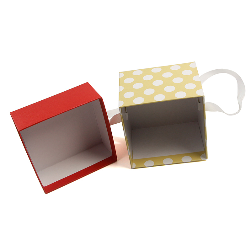 Portable Paper Cardboard Gift Custom Paper Box With Ribbon