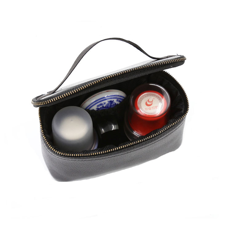 Multifunctional Black Pu Leather Travel Cosmetic Bags Wholesale