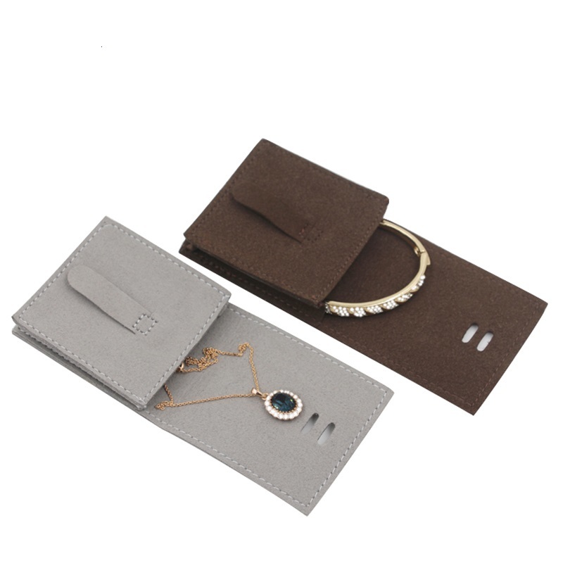 High Quality Suede Jewelry Pouch With Flap