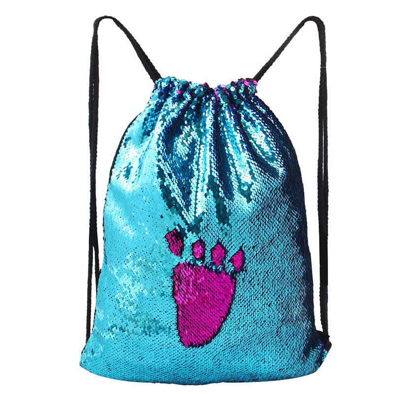 Custom Gift Bags Design Sequin Drawstring Mermaid Backpack Pouch