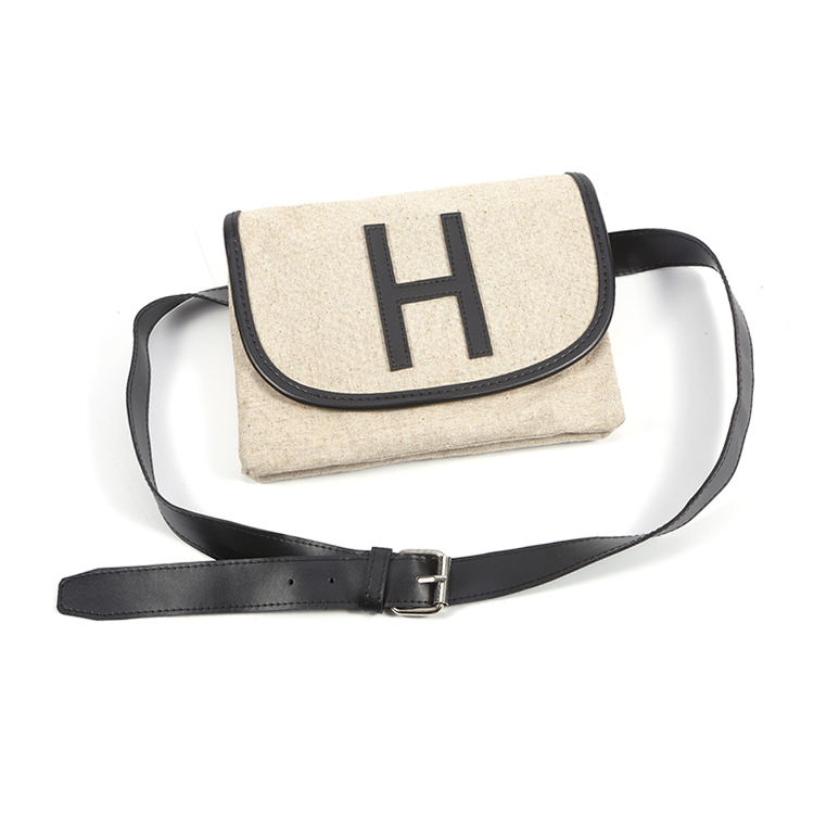 Custom logo natural linen material running belt waist bag