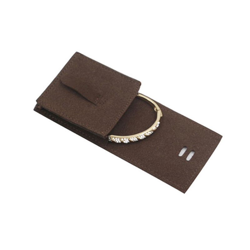 Custom Flap Embossing Suede Jewelry Pouch Bag With Logo