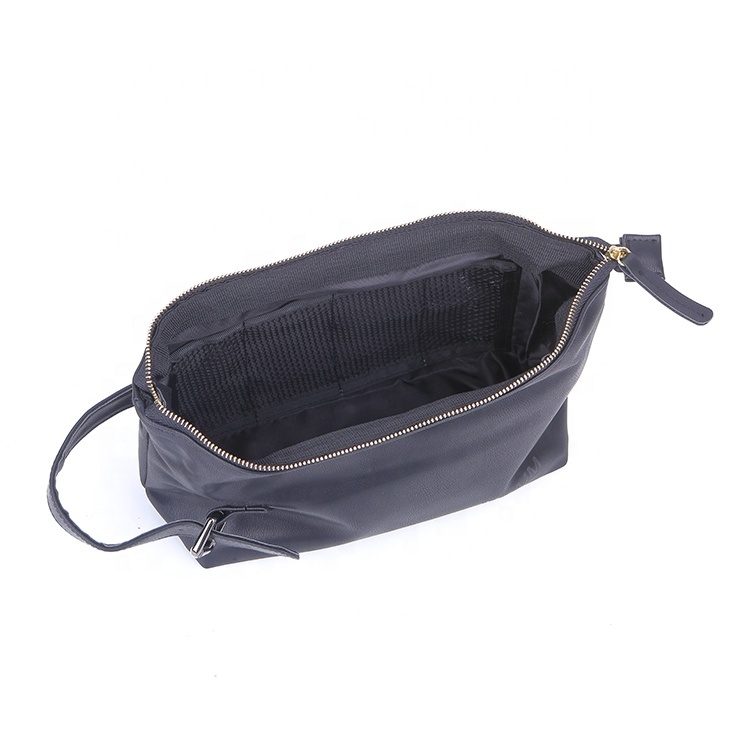 Custom black zipper original pu leather bag for men