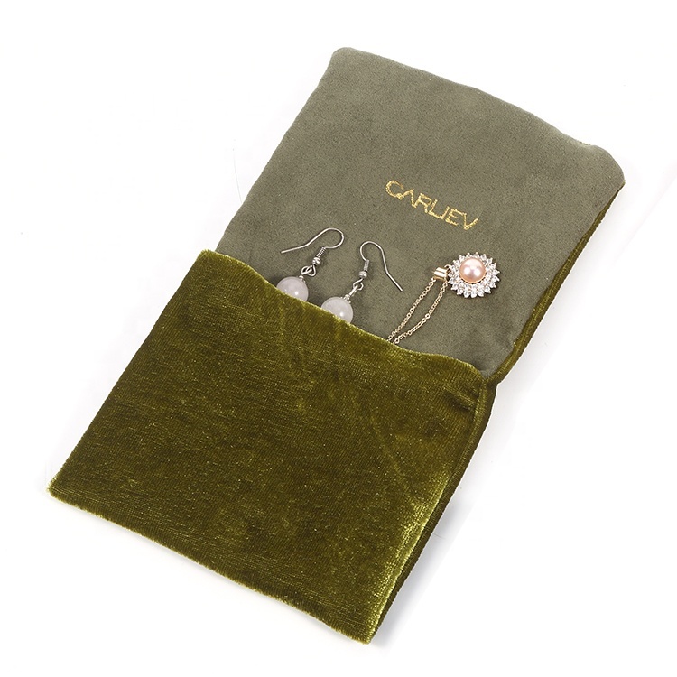 Custom small velvet flap pouch bag for jewelry