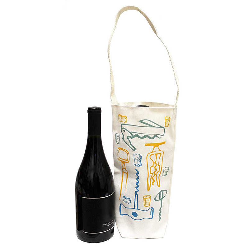 Single bottle packing canvas tote bag