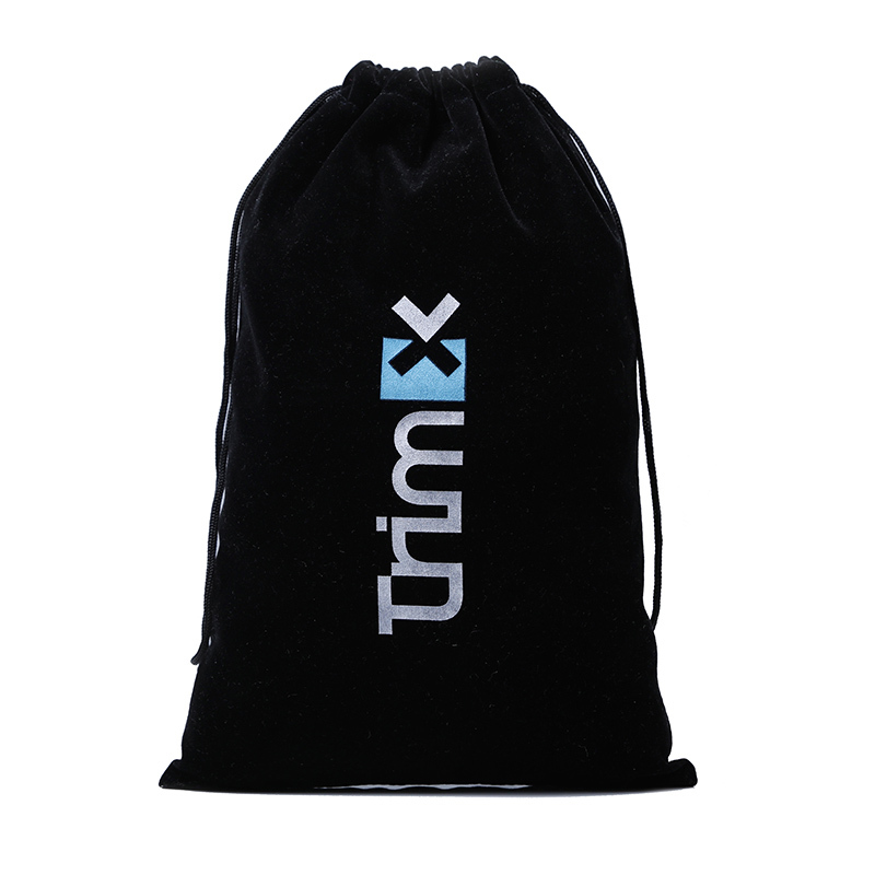 Black velvet drawstring pouch clothing dust bag