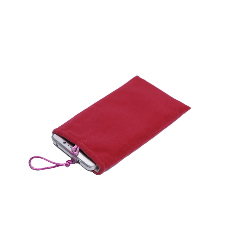 Custom pink soft material cell phone velvet pouch