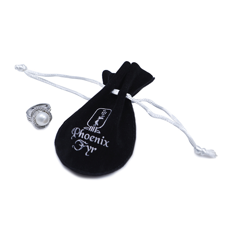 Wholesale jewelry drawstring bag black velvet pouch