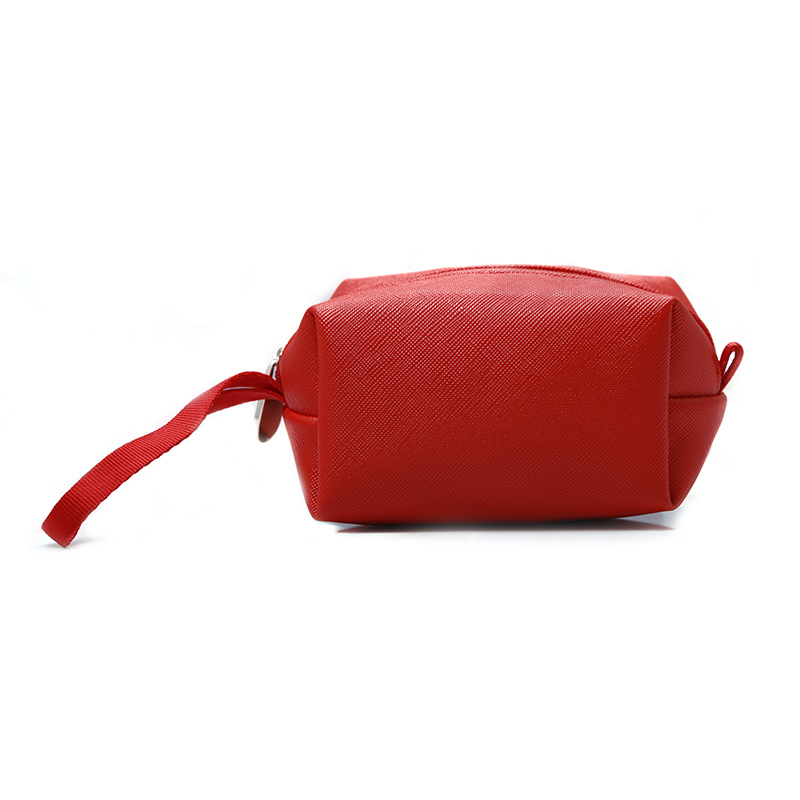 Red pu leather pouch wallet makeup zipper bag