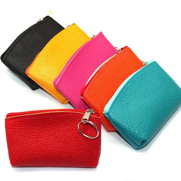 Hot sale small colorful pu leather coin pouch custom zipper bag