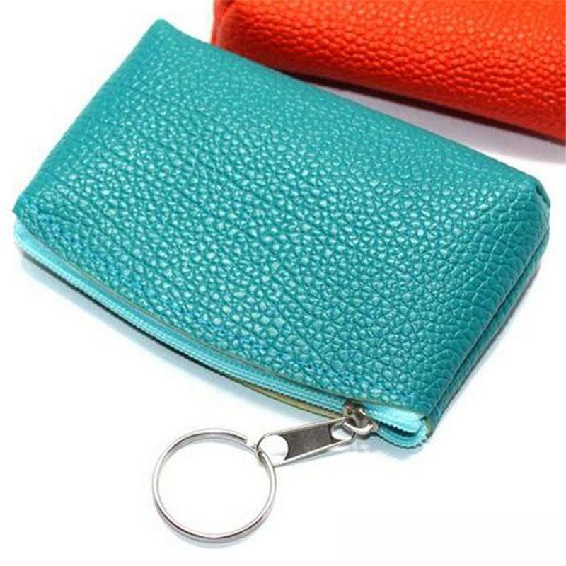 Hot sale small colorful pu leather coin pouch custom zipper bag