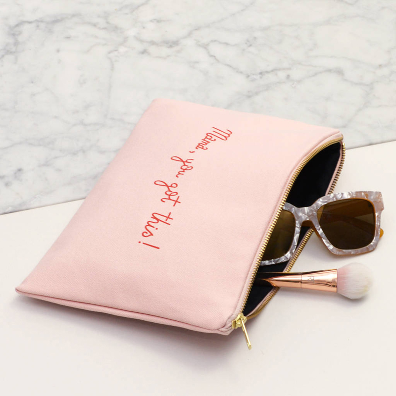 Custom girl favorite pink canvas brush cosmetic bag zipper bag