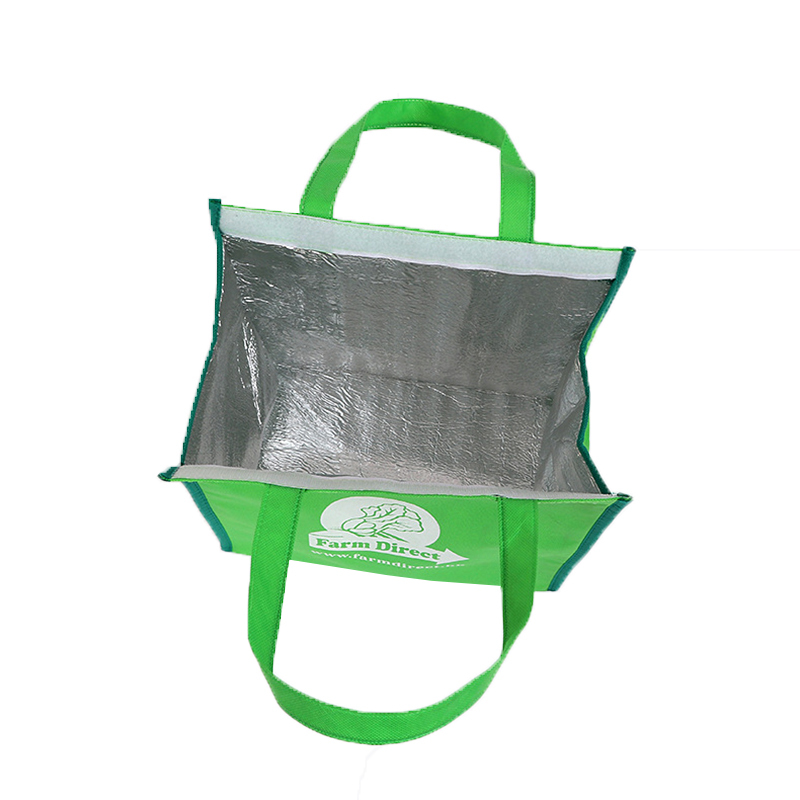 Custom big size non woven lunch bag foil keep food warm delivery bag with tote
