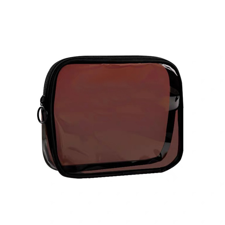 Custom plain makeup brush transparent bag zipper clear pvc bag