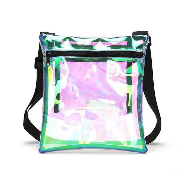 Custom inside pocket zipper make up travel  clear pvc bag with shoulder