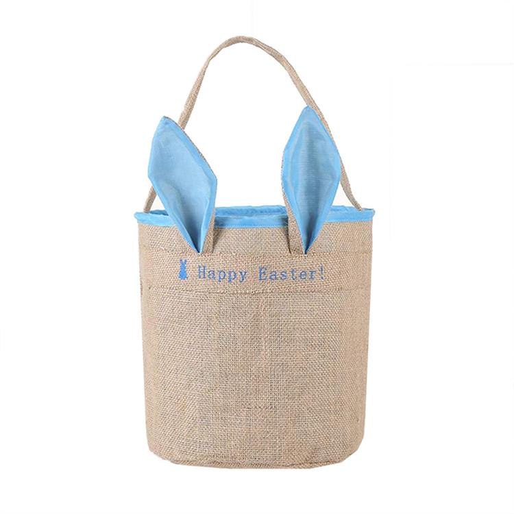 Custom printed logo round bucket storage jute burlap bag with handle