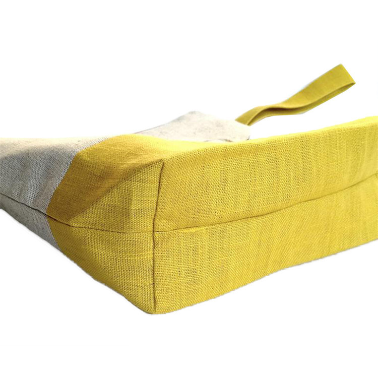 Yellow linen zipper cosmetic pouch packing gift jewelry bag with black handle
