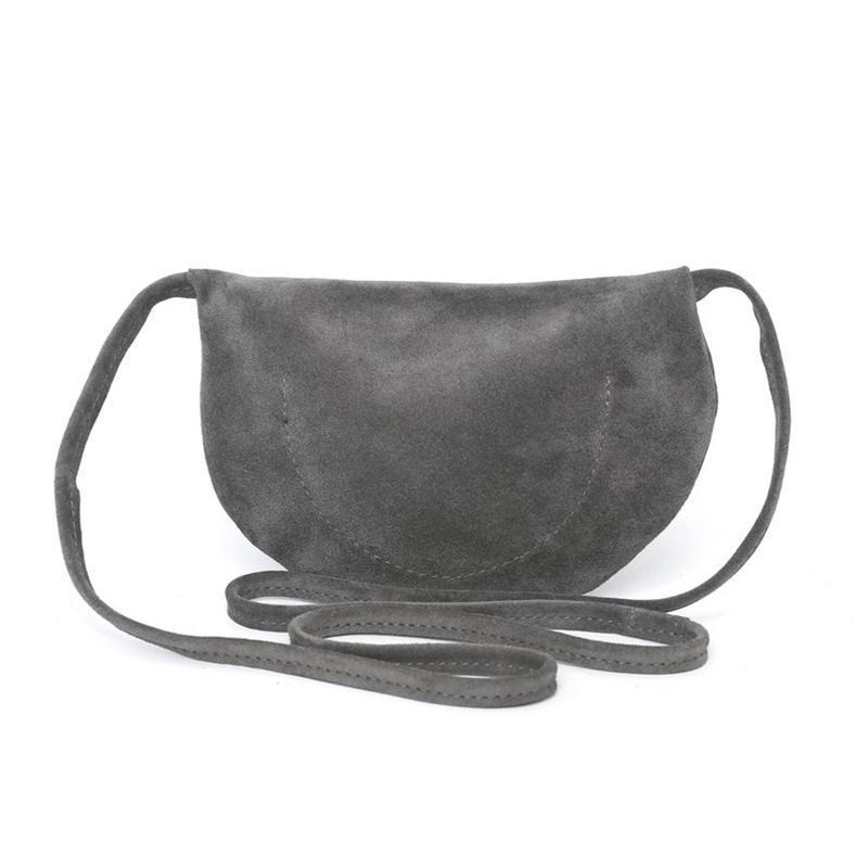 Custom gray suede travel shopping bag shoulder zipper crossbody bag
