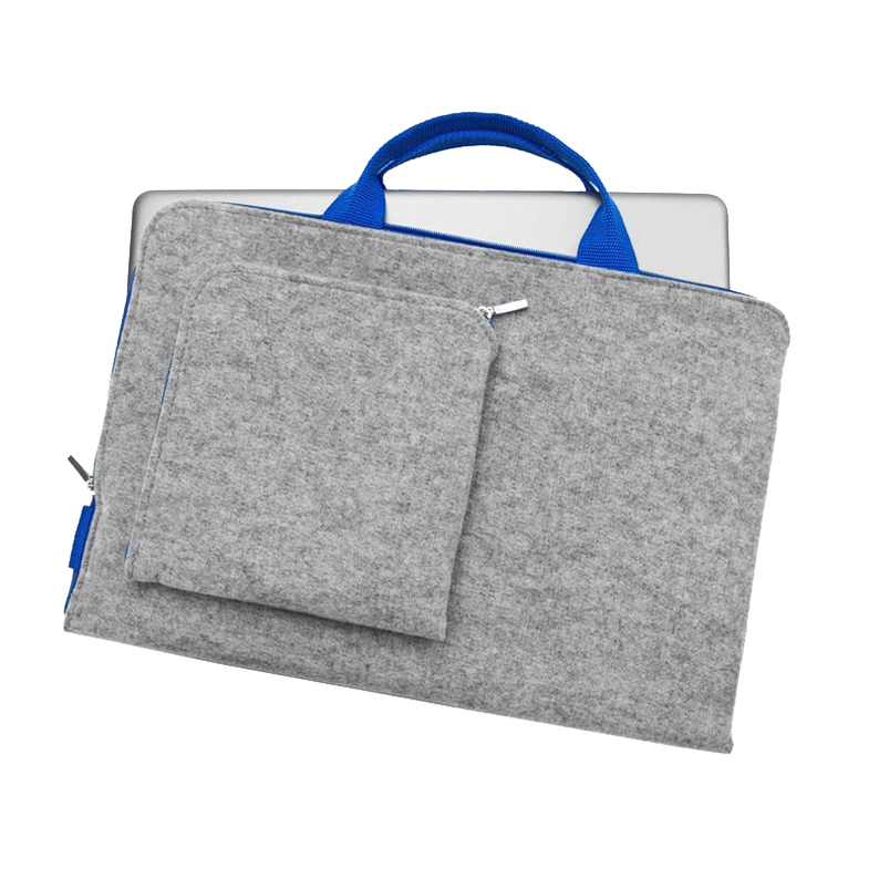 Felt travel bag zipper extra pocket office laptop bag