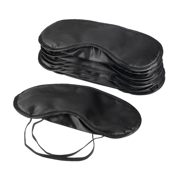 Custom Black Satin Travel Sleep Office Eyeshades