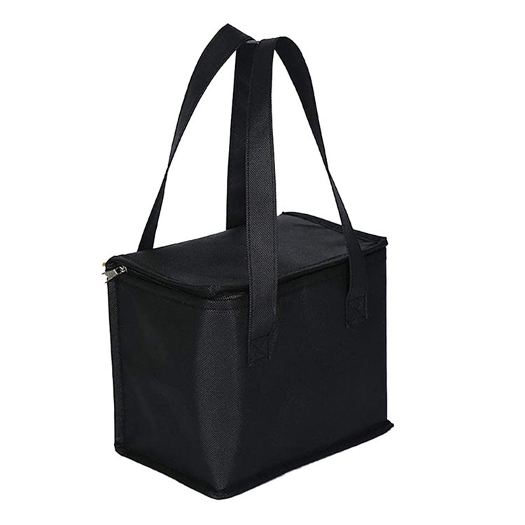 Black non woven fruits drinks food storage tote bag carry lunch box bag