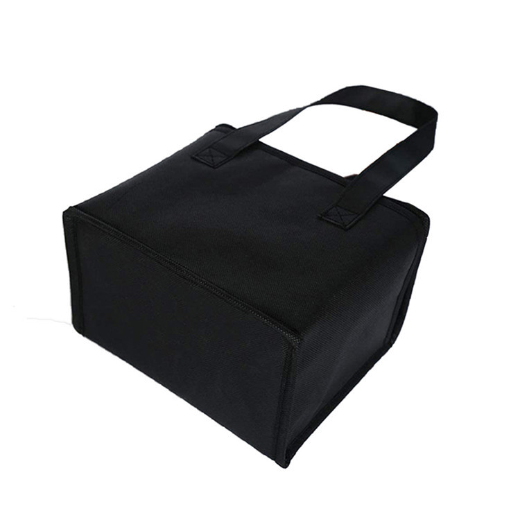 Black non woven fruits drinks food storage tote bag carry lunch box bag