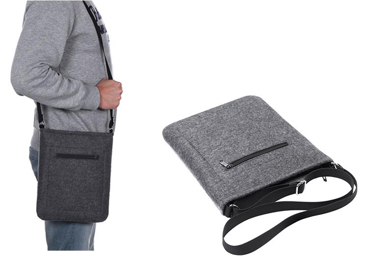 Wholesale custom man gray felt bag with shoulder