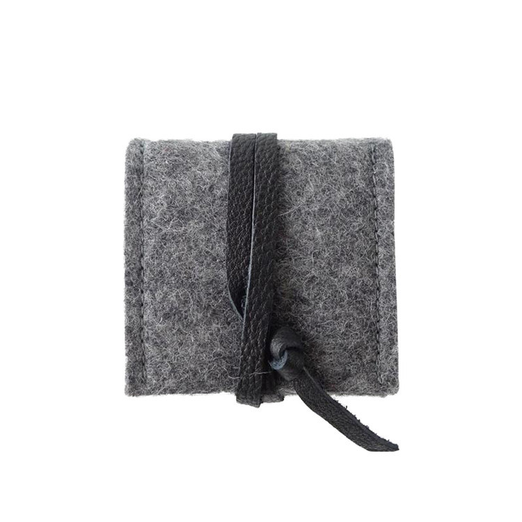 Grey felt envelope ring bag jewelry gift packing bag with pu leather strap