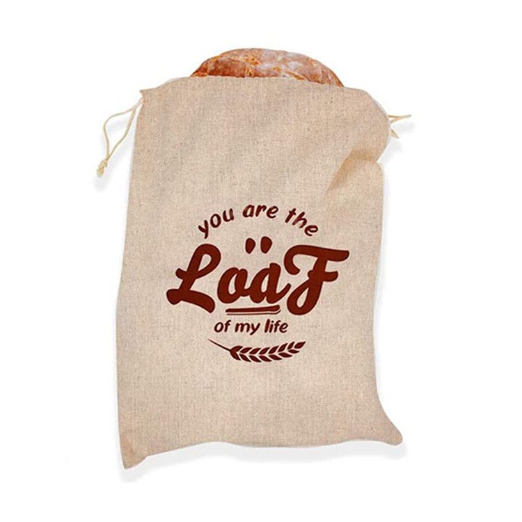Wholesale double drawstring closure homemade linen bread bag