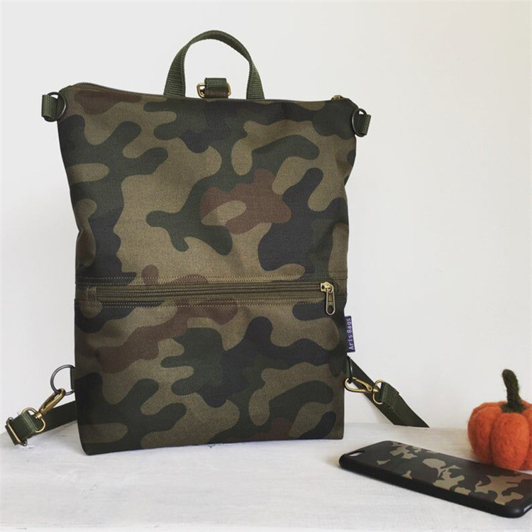 Custom unisex camo canvas backpack crossbody bag