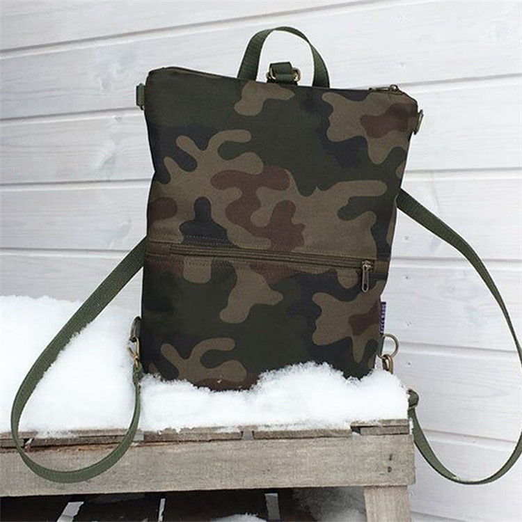 Custom unisex camo canvas backpack crossbody bag