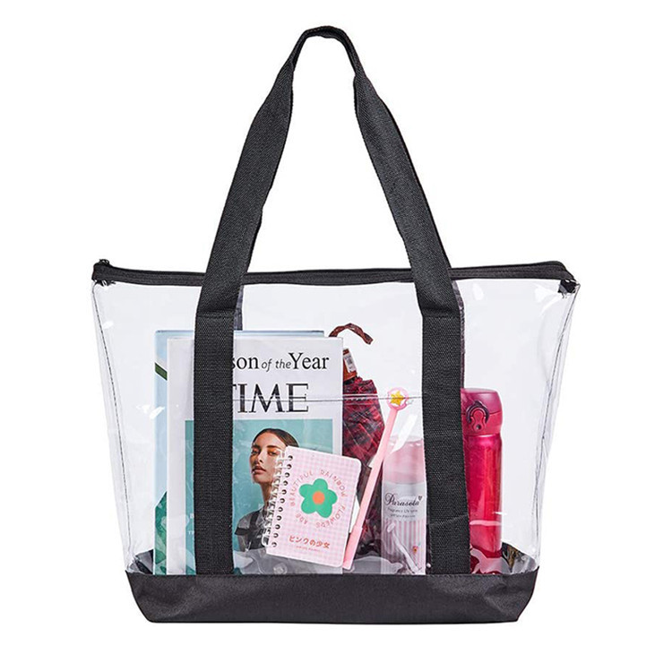 Large clear tote shopping bag PVC handbag for women