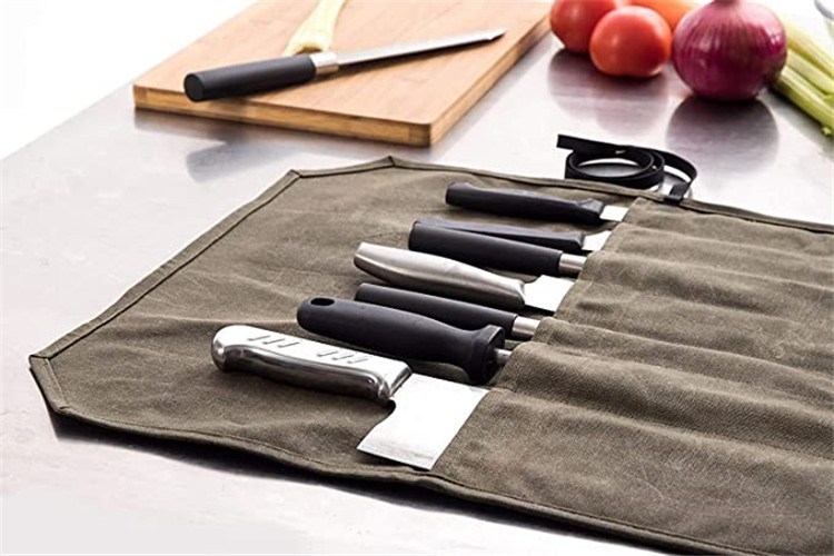 Custom waterproof waxed canvas chefs knife roll bag