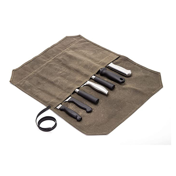 Custom waterproof waxed canvas chefs knife roll bag