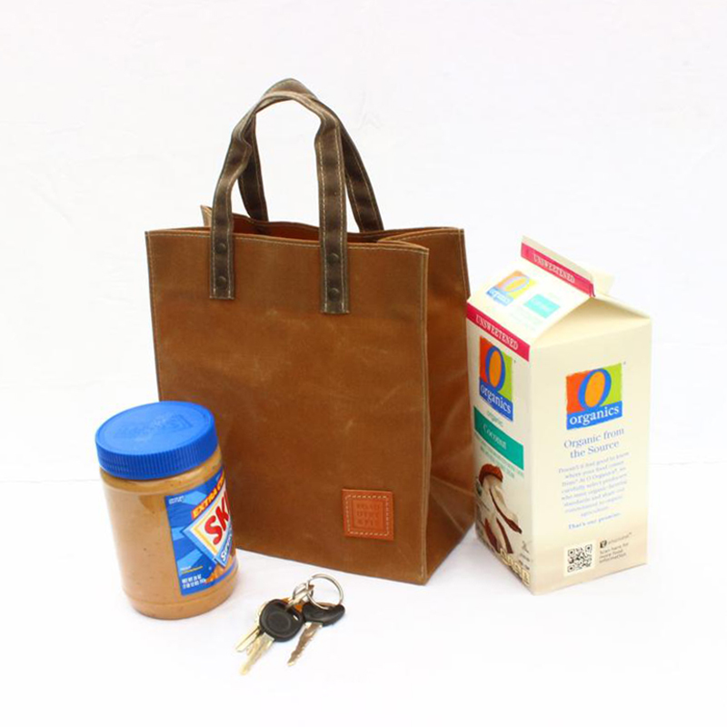 Custom waxed lunch bag picnic fruit shopping tote bag