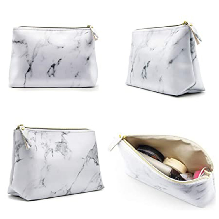 Custom white shopping package cosmetic makeup marble gift bags for women