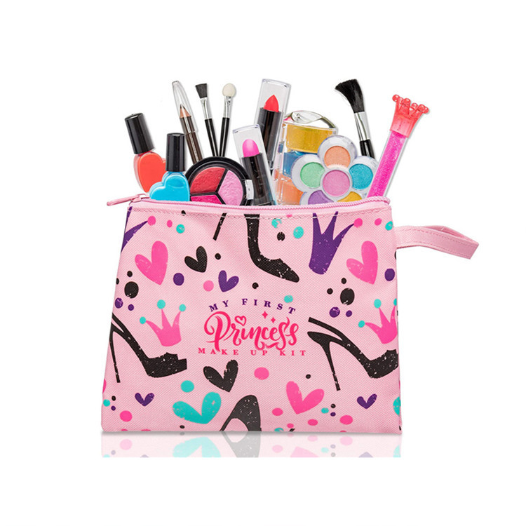 Pink oxford make up bag zipper lipsticks pastel pencil bag handle