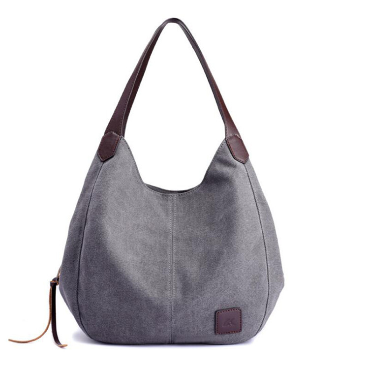 Pre designed trending color grey 100 coton canvas rivage tote bag vanity overnight gift travel handle bag