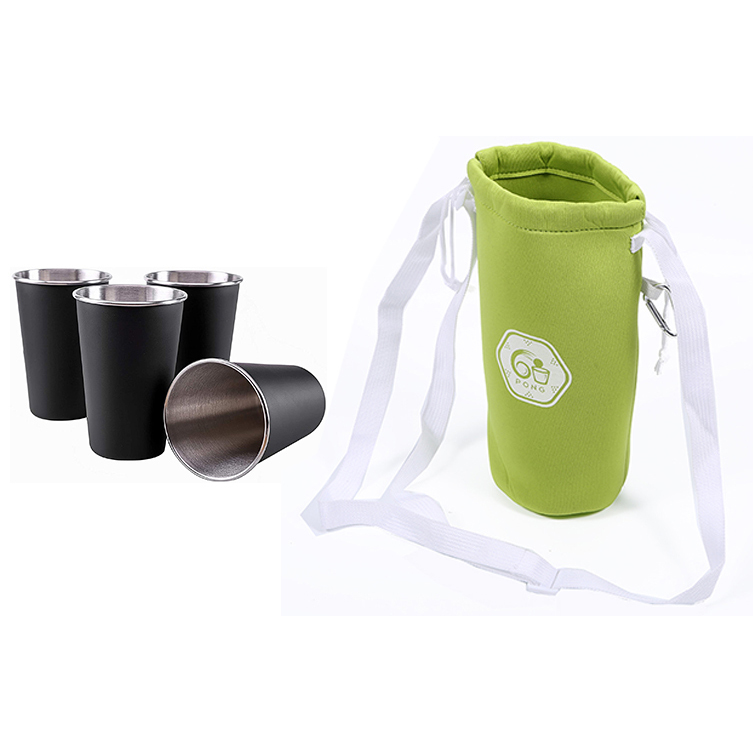 Eco Friendly Neoprene Reusable Small Water Bottle Cup Drawstring Carry Bag