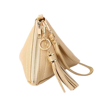 Fashion Triangle Design Small Pu Leather Key Collection Pouch With Handle